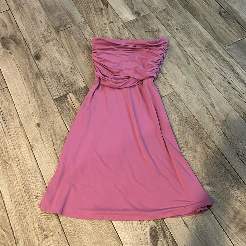 EUC Ann Taylor strapless purple dress, sz SP